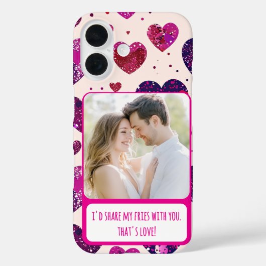 Shimmer Paarse hart Deel mijn frietjes Case-Mate iPhone Case (Achterkant)