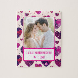 Shimmer Paarse hart Deel mijn frietjes Legpuzzel