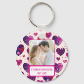 Shimmer Paarse hart Deel mijn frietjes Sleutelhanger (Voorkant)