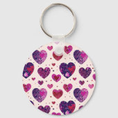 Shimmer Paarse hart Deel mijn frietjes Sleutelhanger (Achterkant)