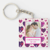 Shimmer Paarse hart Deel mijn frietjes Sleutelhanger (voorkant)