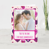 Shimmer Paarse hart-i tekst terug onmiddellijk fot Feestdagen Kaart (Voorkant)