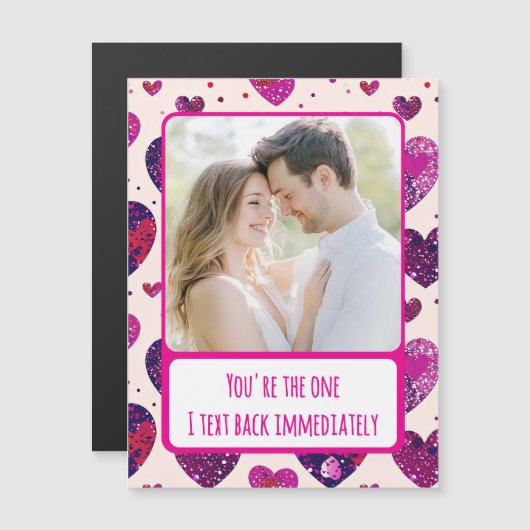 Shimmer Paarse Hart Tekst Terug Magnetische Kaart (Voorkant / Achterkant)