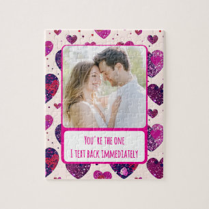 Shimmer Paarse hart TXT onmiddellijk terug Legpuzzel