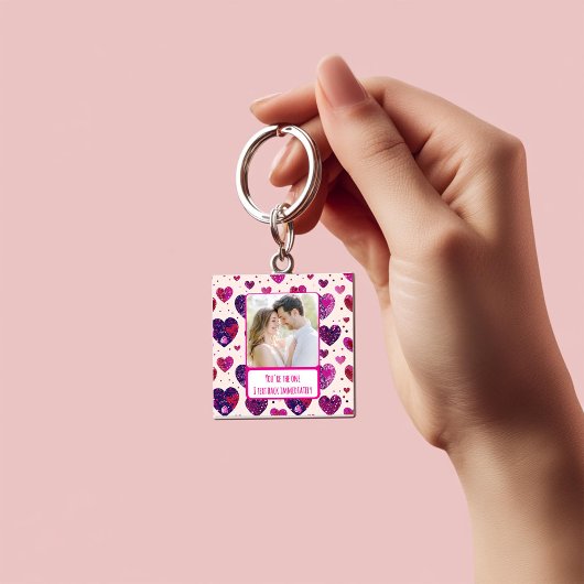 Shimmer Paarse hart TXT onmiddellijk terug Sleutelhanger