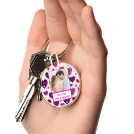 Shimmer Paarse hart TXT onmiddellijk terug Sleutelhanger