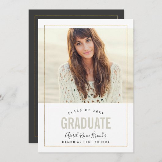 Shimmer Photo Graduation Party Invitation Kaart (Voorkant / Achterkant)