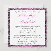 Shimmer Pink and White Paisley Wedding Invitation Kaart (Achterkant)