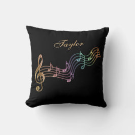 Shimmer Rainbow Personalized Musical Notes Pillow Kussen