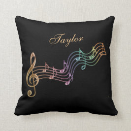 Shimmer Rainbow Personalized Musical Notes Pillow Kussen