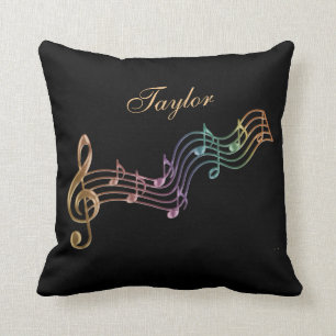 Shimmer Rainbow Personalized Musical Notes Pillow Kussen