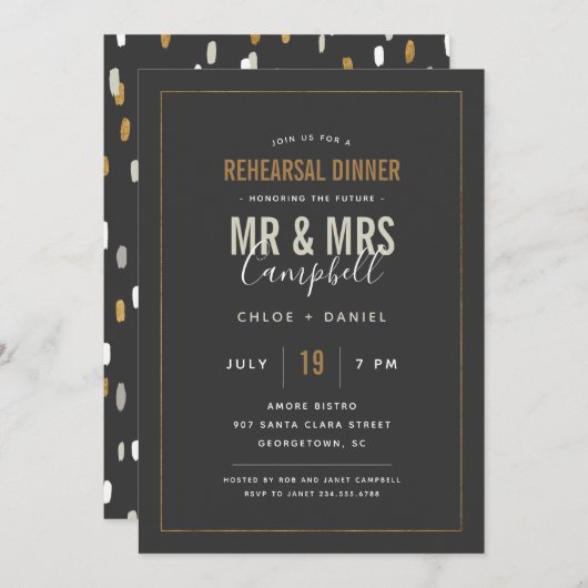 Shimmer Rehearsal Dinner Invitation Kaart (Voorkant / Achterkant)