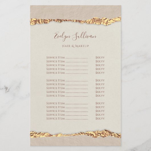 Shimmer ripped papier prijslijst flyer (Voorkant)