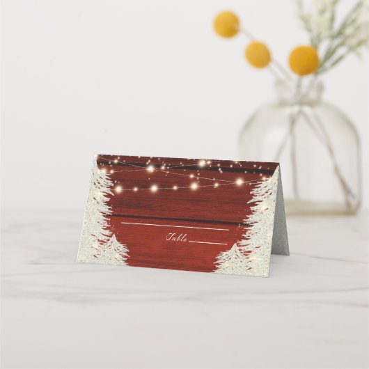 Shimmer Rustieke Houten Strijd Lichten Bomen Bruil Plaatskaartje (Voorkant)