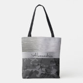 Shimmer Silver Black Camo gepersonaliseerd Tote Bag (Achterkant)