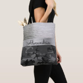 Shimmer Silver Black Camo gepersonaliseerd Tote Bag (Dichtbij)