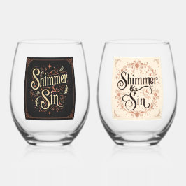 Shimmer & Sin Gothic Set Wijnglazen | Donkere Glam Wijnglas Zonder Voet