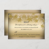 Shimmer Snowflake Gold Kerstvakantie RSVP (Voorkant / Achterkant)