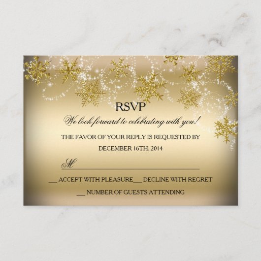Shimmer Snowflake Gold Kerstvakantie RSVP (Voorkant)
