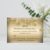 Shimmer Snowflake Gold Kerstvakantie RSVP (Staand voorkant)