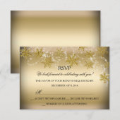 Shimmer Snowflake Gold Kerstvakantie RSVP Kaartje (Voorkant / Achterkant)