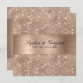 Shimmer Strip Gold Sparkle Wedding Invite Kaart (Voorkant / Achterkant)