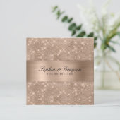 Shimmer Strip Gold Sparkle Wedding Invite Kaart (Staand voorkant)