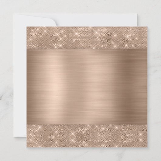 Shimmer Strip Gold Sparkle Wedding Invite Kaart (Achterkant)