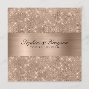 Shimmer Strip Gold Sparkle Wedding Invite Kaart