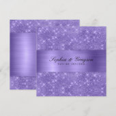Shimmer Strip Paarse Glitter Huwelijksuitnodiging Kaart (Voorkant / Achterkant)