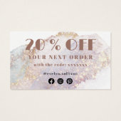 Shimmer waterverf bedankt je korting visitekaartje (Achterkant)