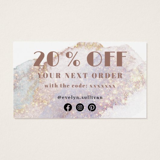 Shimmer waterverf bedankt je korting visitekaartje (Achterkant)