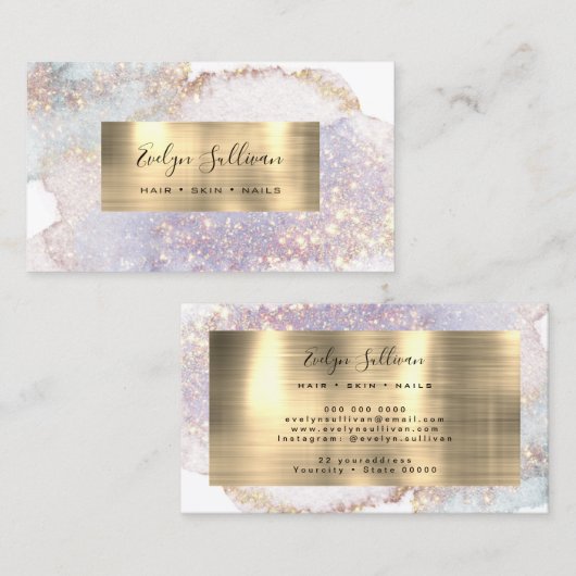 Shimmer waterverf gold folie visitekaartje (Voorkant / Achterkant)