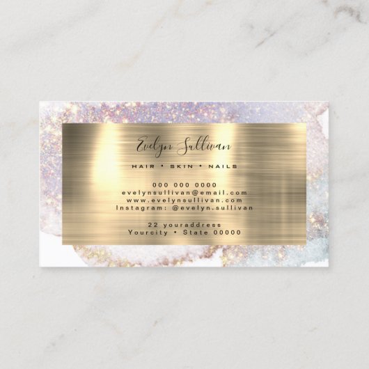 Shimmer waterverf gold folie visitekaartje (Achterkant)