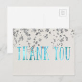 Shimmer Zee Blauw en Faux Silver Sequins Briefkaart (Voorkant / Achterkant)