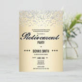 Shimmer | Zilver Glitter Confetti Retirement Party Kaart (Staand voorkant)