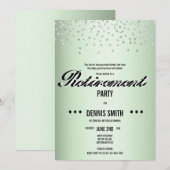 Shimmer | Zilver Glitter Confetti Retirement Party Kaart (Voorkant / Achterkant)
