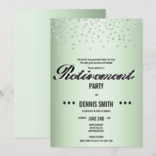 Shimmer   Zilver Glitter Confetti Retirement Party Kaart