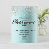 Shimmer | Zilver Glitter Confetti Retirement Party Kaart (Staand voorkant)