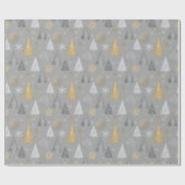 Shimmer zilveren en gouden kerstbomen cadeaupapier (Vlak)