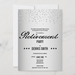 Shimmer Zilveren Glitter Confetti Pensioenfeest Kaart