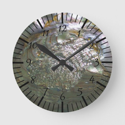 Shimmering Abalone Seashell, prachtige Natuur Ronde Klok (Voorkant)