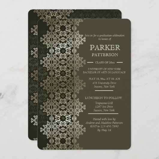 Shimmering Afstuderen Invitation Kaart (Voorkant / Achterkant)