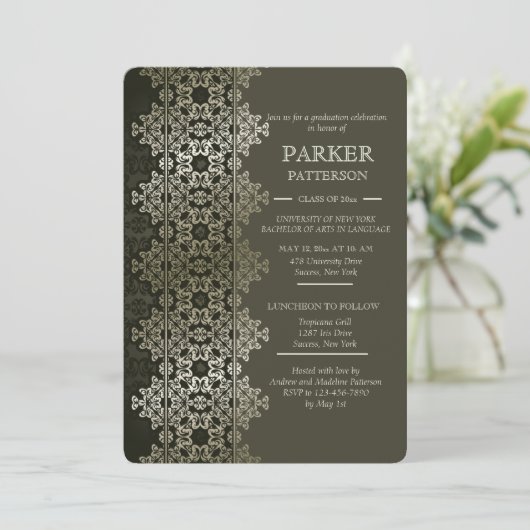 Shimmering Afstuderen Invitation Kaart (Staand voorkant)