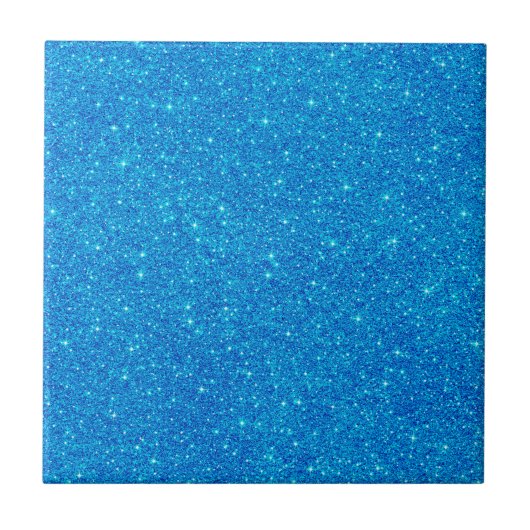 Shimmering Blue Glitter Keramische Tegel Tegeltje (Voorkant)