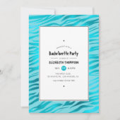 Shimmering Blue Tiger Stripes Bachelorette Party Kaart (Voorkant)