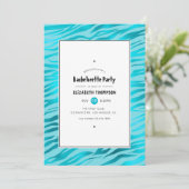 Shimmering Blue Tiger Stripes Bachelorette Party Kaart (Staand voorkant)