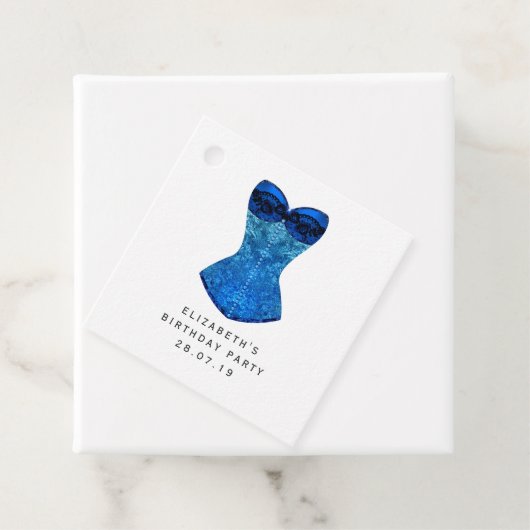 Shimmering Blue Velvet Debutante Bedankjes Labels (In situ)