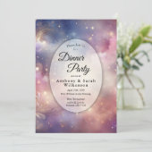 Shimmering Celestial Stardust Skies Dinner Party Kaart (Staand voorkant)