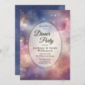 Shimmering Celestial Stardust Skies Dinner Party Kaart (Voorkant / Achterkant)